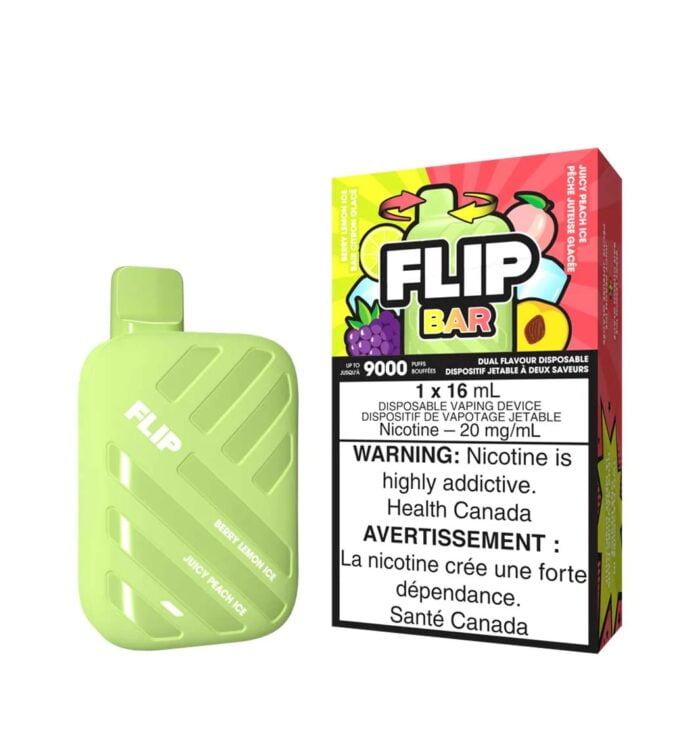 flip bar 9000 puffs - berry lemon ice & juicy peach ice